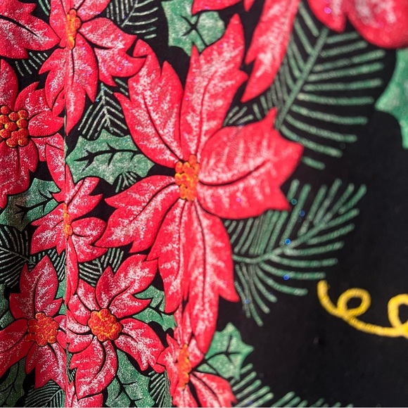 Vintage Christmas Sweatshirt Poinsettia Nutcracker 90’s size XL black pullover - Picture 2 of 6